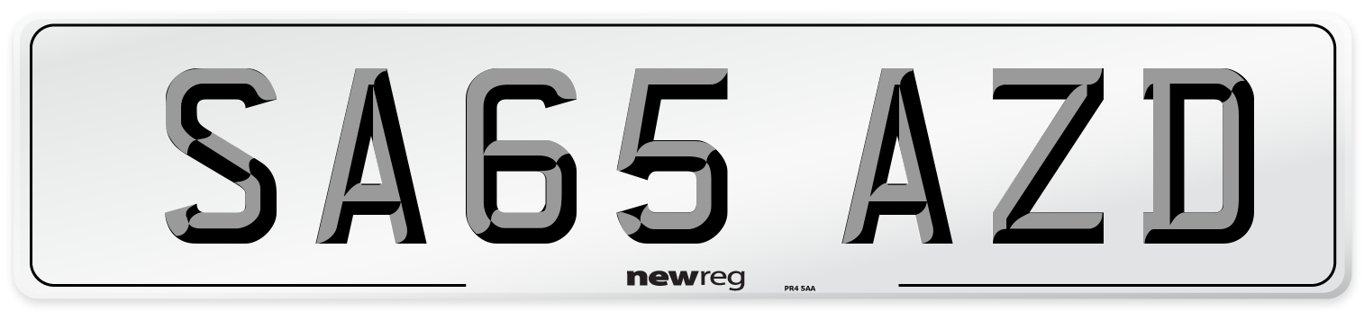 SA65 AZD Number Plate from New Reg